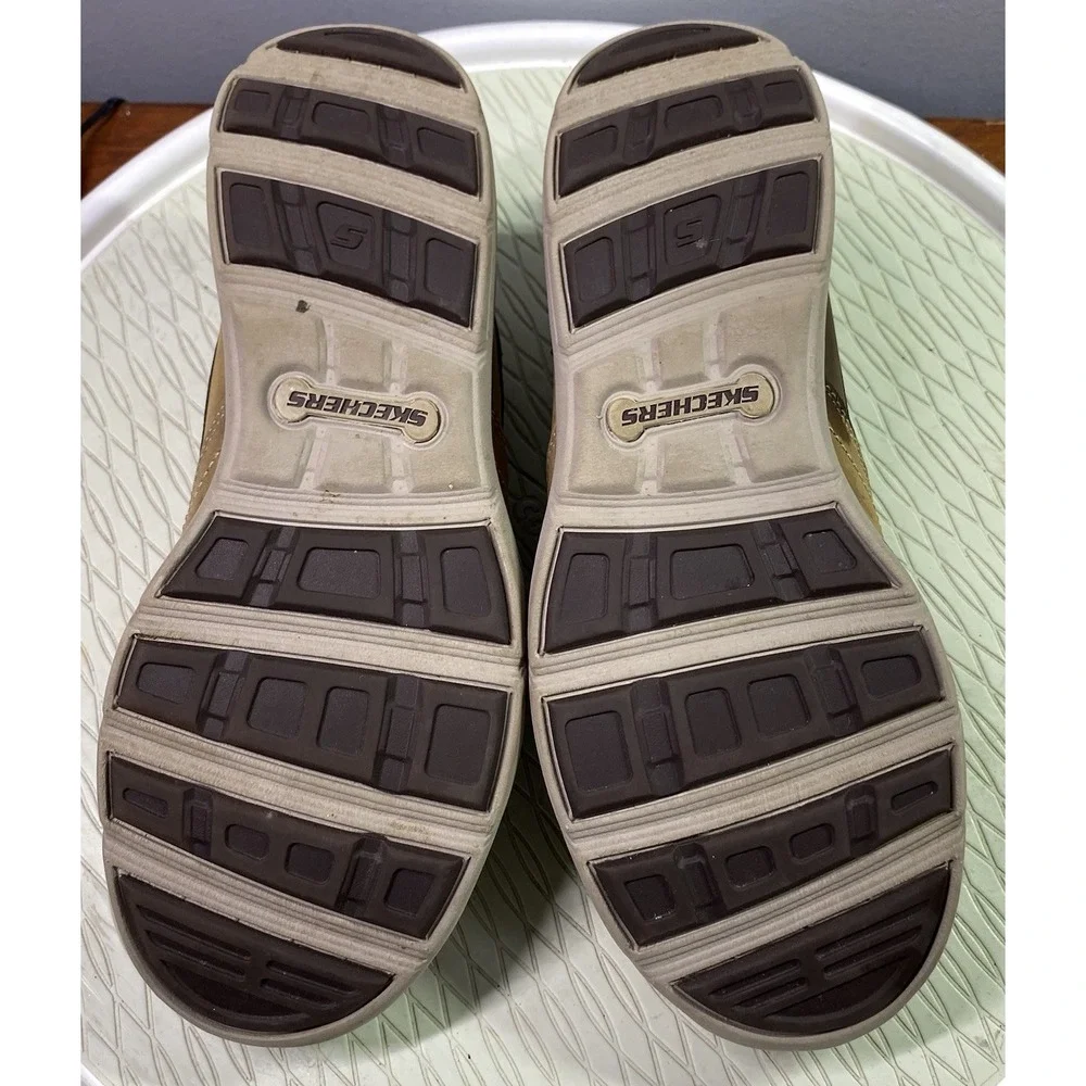Skechers Men's Harper Forde Leather Loafers Comfort Slip On‎ Shoes Brown Sz. 9